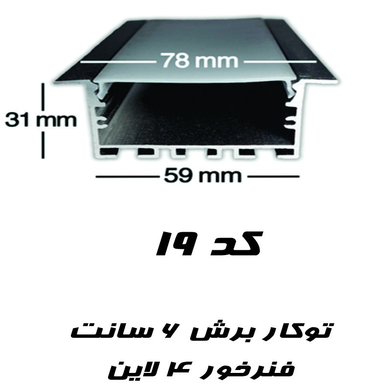 قاب لاینر نوری لبه دار کد ۱۹ رویه ۷۸ میل برش ۵۹ میل